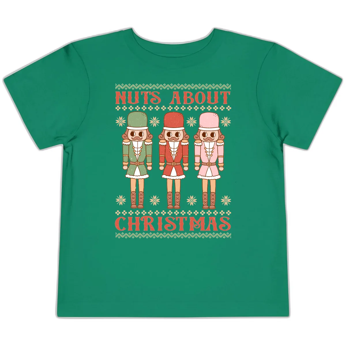 Nuts About Christmas Nutcrackers Toddler T-Shirt in Kelly