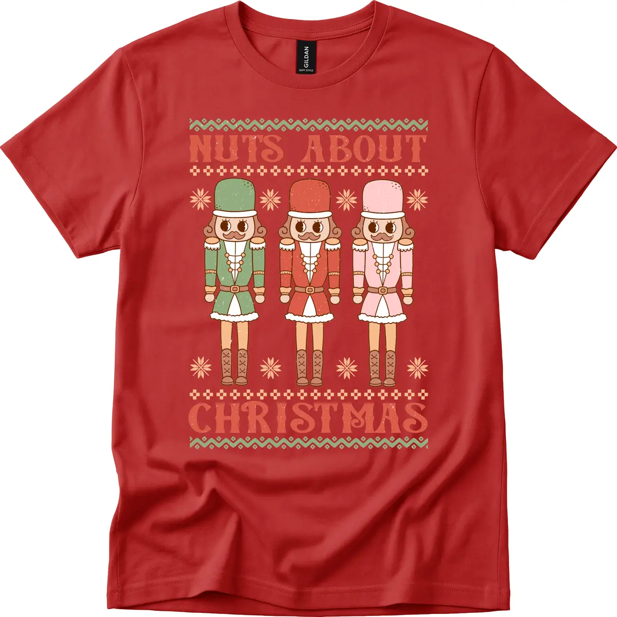 Nuts About Christmas Nutcrackers T-Shirt in Red