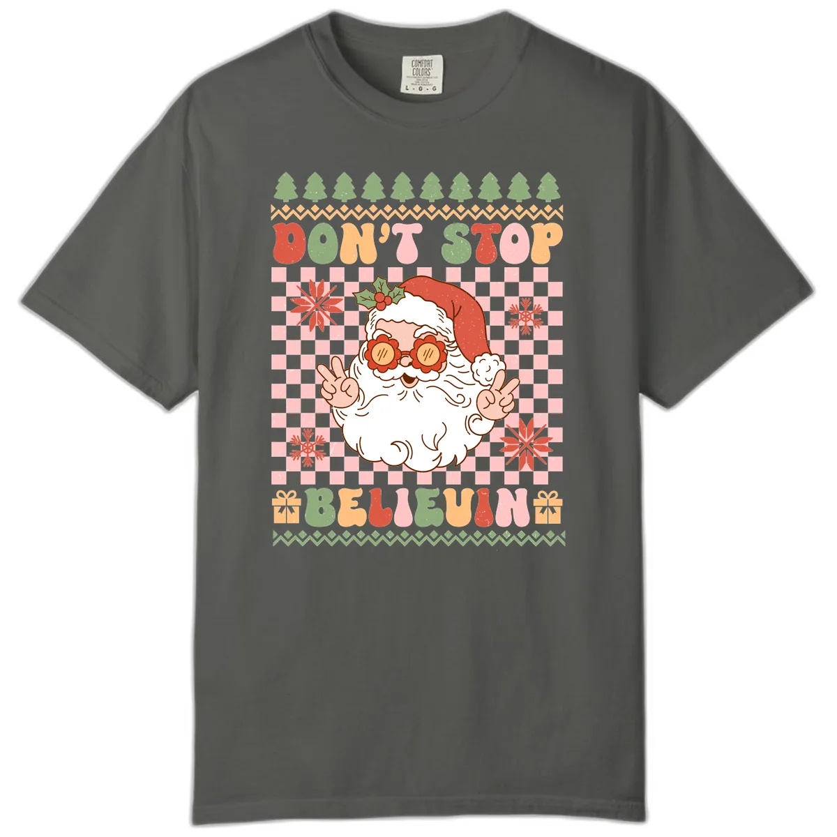 Don't Stop Believin' Retro Santa Comfort Color in Pepper