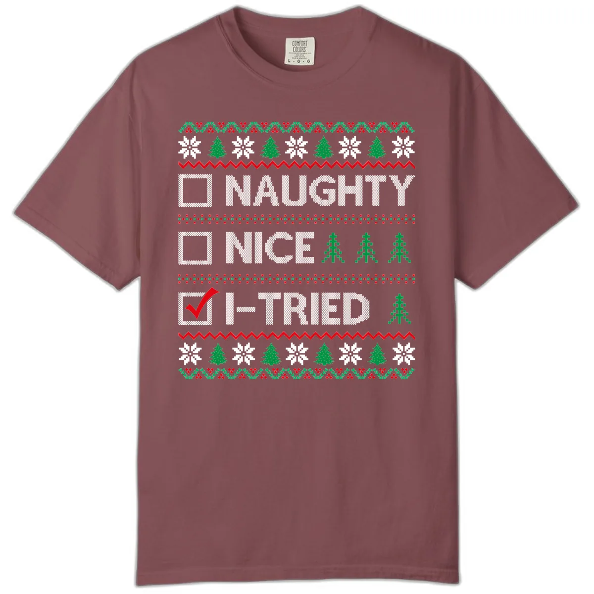 Checklist I Tried Christmas Sweater Comfort Color in Brick