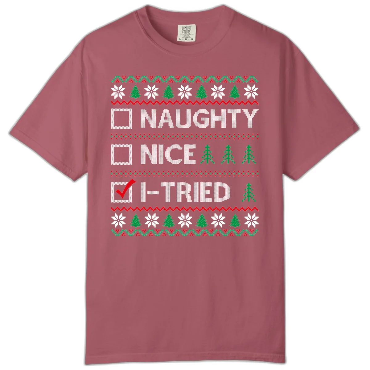 Checklist I Tried Christmas Sweater Comfort Color in Crimson