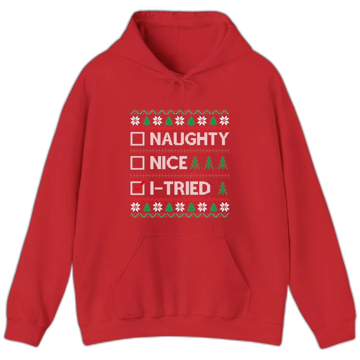Checklist I Tried Christmas Sweater Hoodie in Red