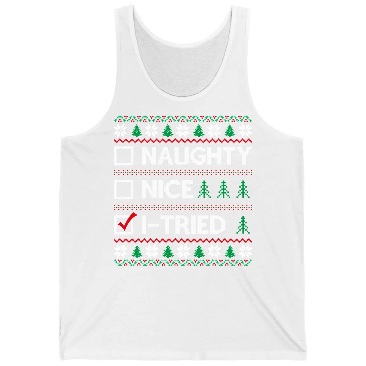 Checklist I Tried Christmas Sweater Tank in White