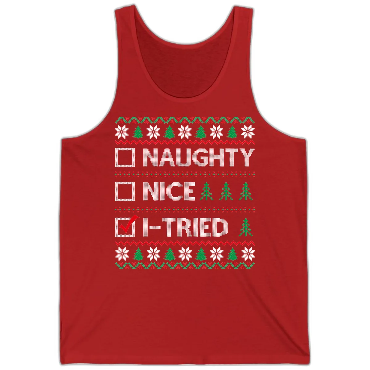 Checklist I Tried Christmas Sweater Tank in Red