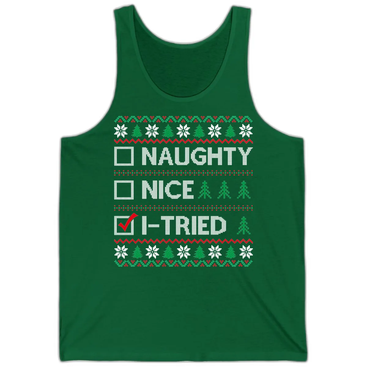 Checklist I Tried Christmas Sweater Tank in Kelly