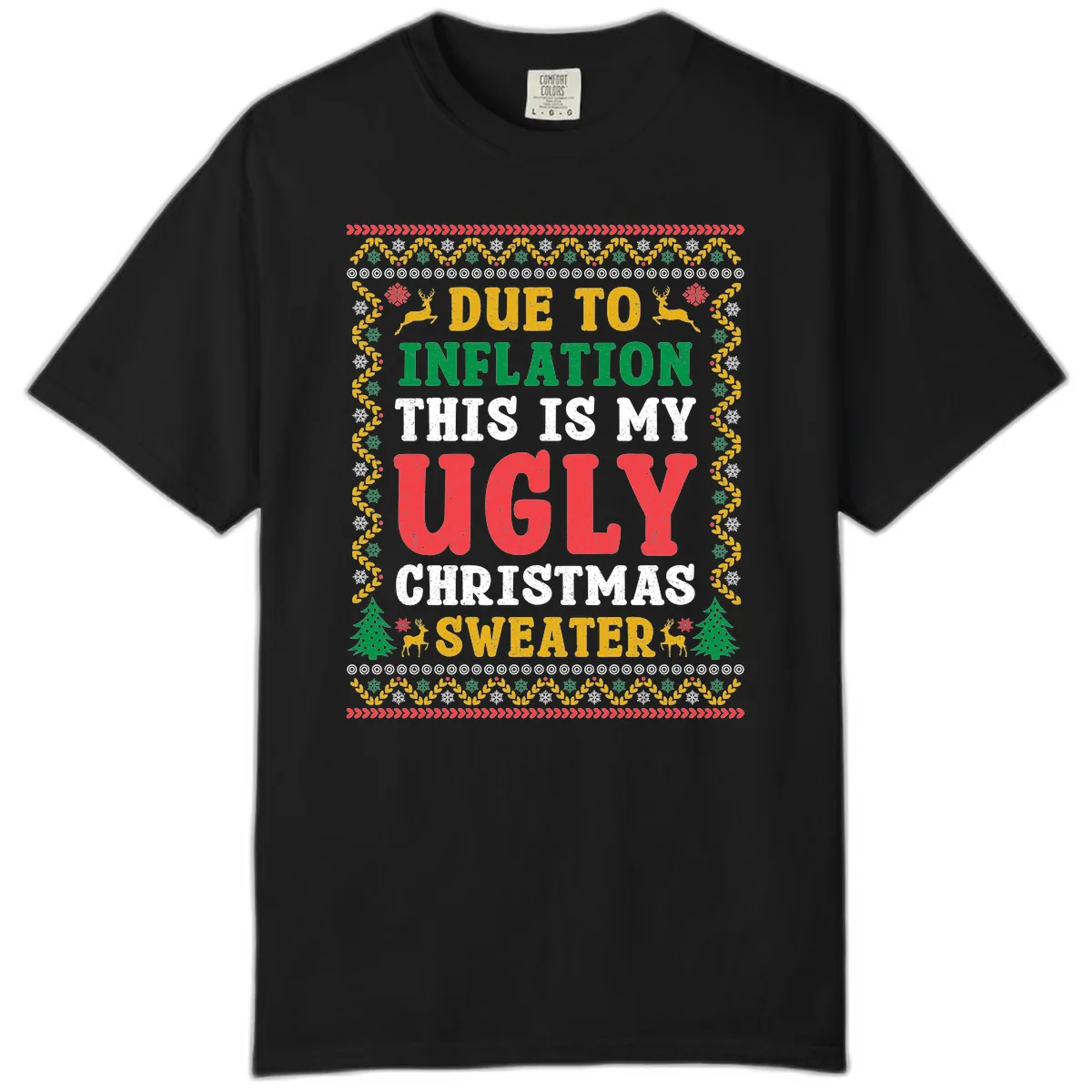 Due To Inflation Ugly Christmas Sweater Comfort Color in Black