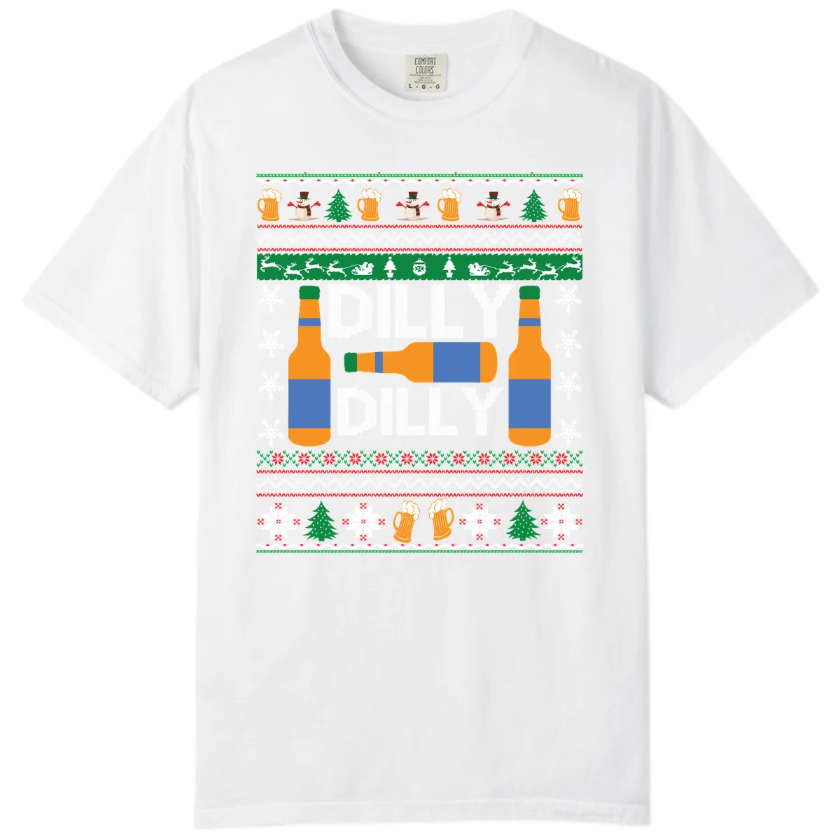 Dilly Dilly Beer Ugly Christmas Sweater Comfort Color in White