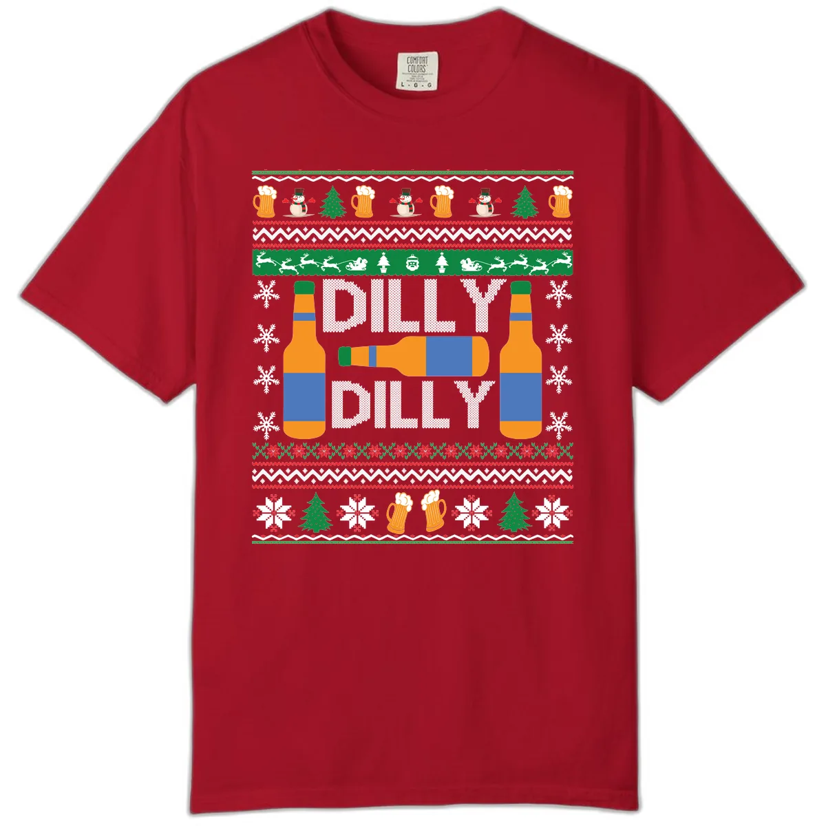 Dilly Dilly Beer Ugly Christmas Sweater Comfort Color in Red