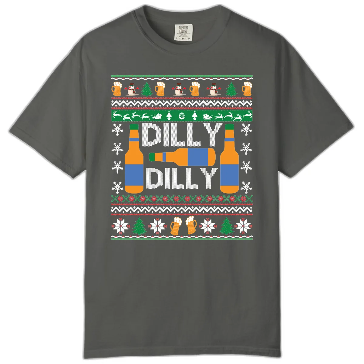 Dilly Dilly Beer Ugly Christmas Sweater Comfort Color in Pepper