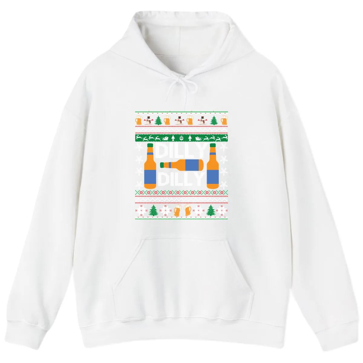 Dilly Dilly Beer Ugly Christmas Sweater Hoodie in White