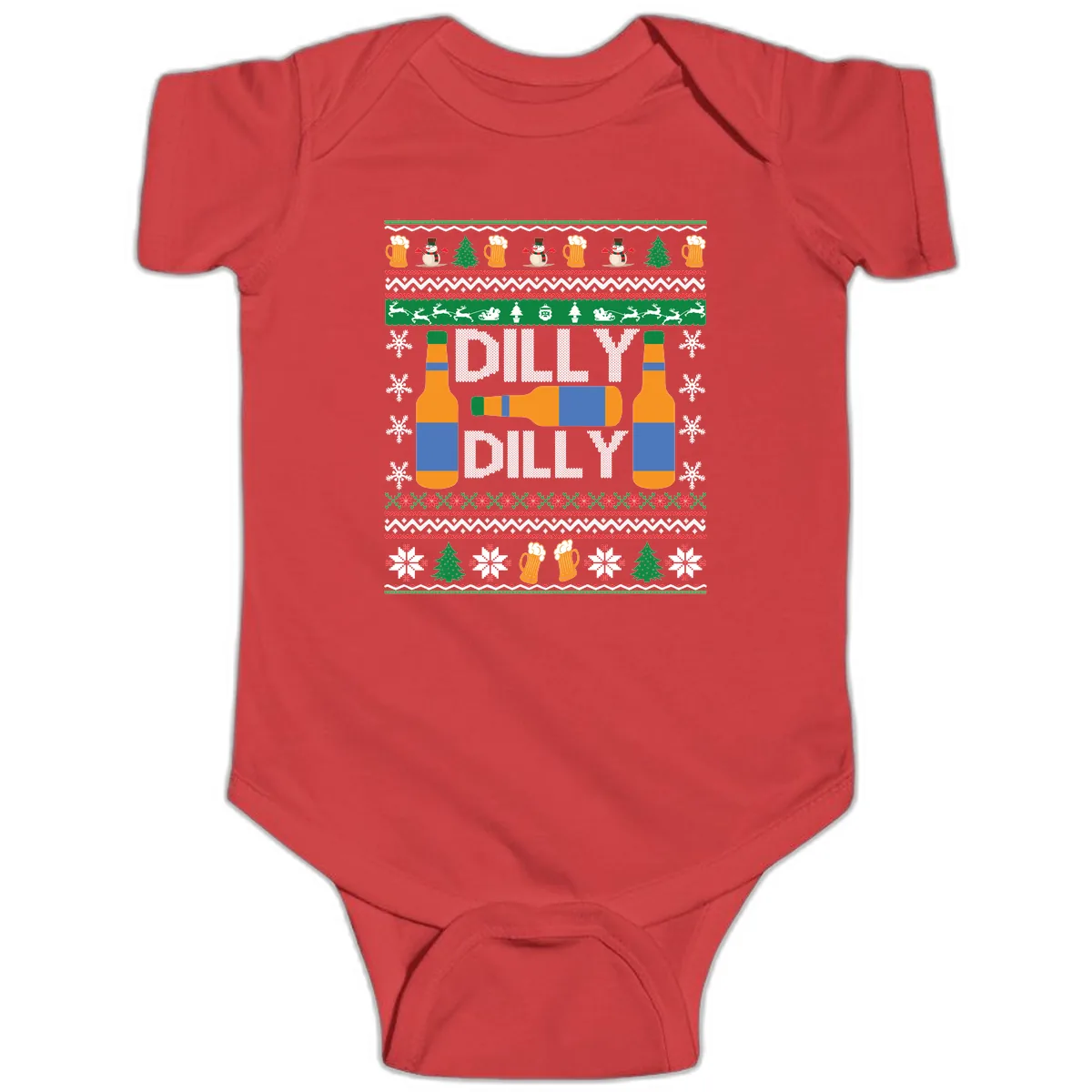 Dilly Dilly Beer Ugly Christmas Sweater Baby Onesie in Red