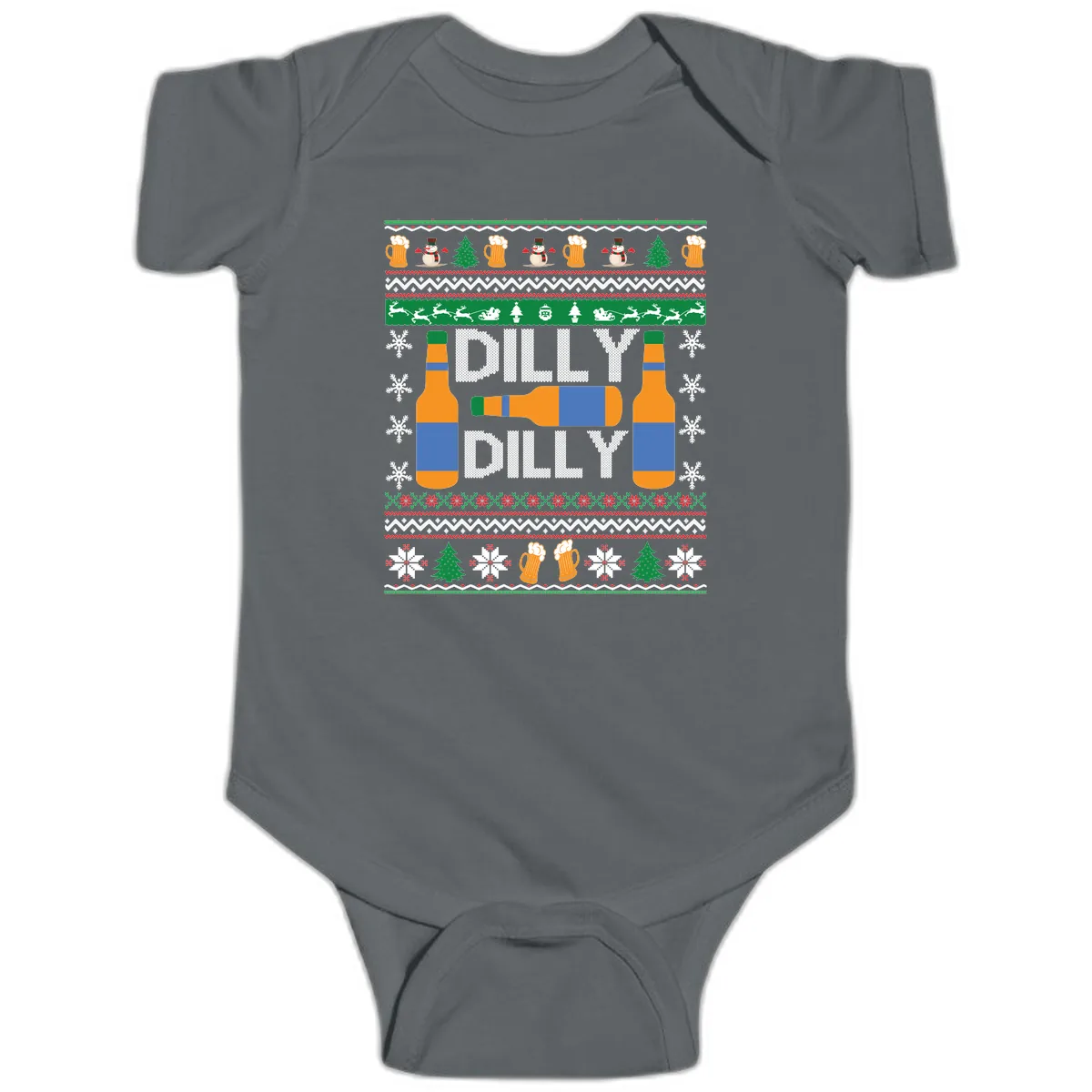 Dilly Dilly Beer Ugly Christmas Sweater Baby Onesie in Charcoal