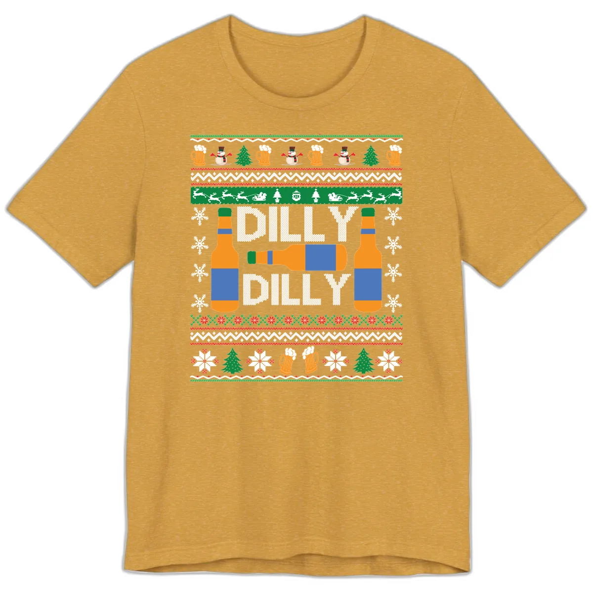 Dilly Dilly Beer Ugly Christmas Sweater Premium T-Shirt in Heather Mustard