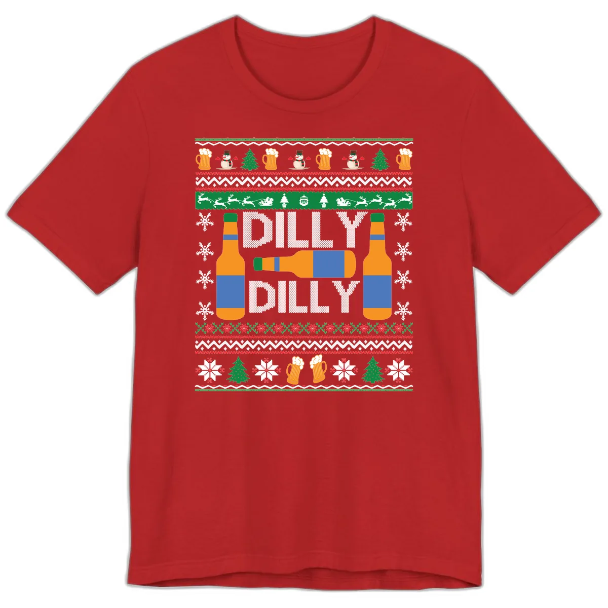 Dilly Dilly Beer Ugly Christmas Sweater Premium T-Shirt in Red