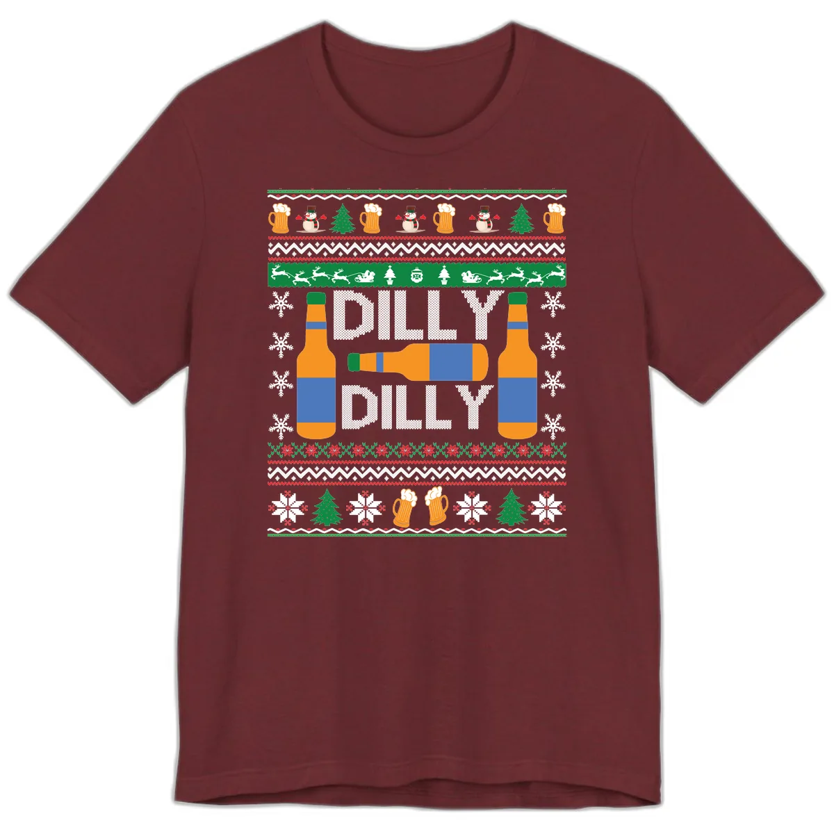 Dilly Dilly Beer Ugly Christmas Sweater Premium T-Shirt in Heather Cardinal