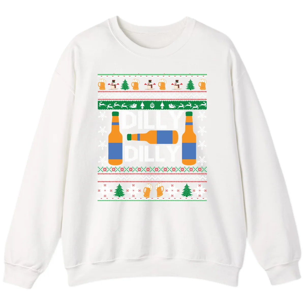 Dilly Dilly Beer Ugly Christmas Sweater Sweatshirt in White