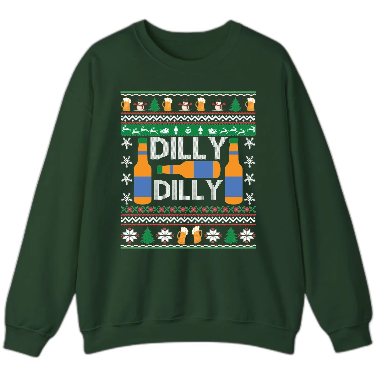 Dilly Dilly Beer Ugly Christmas Sweater Sweatshirt in Forest Green