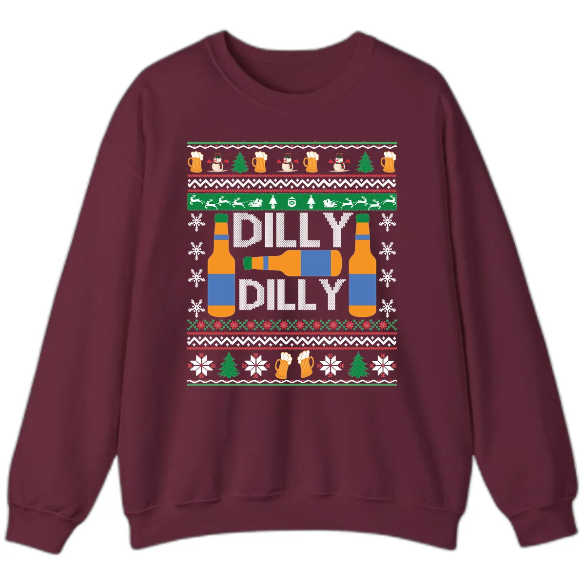Dilly Dilly Beer Ugly Christmas Sweater Sweatshirt in Maroon