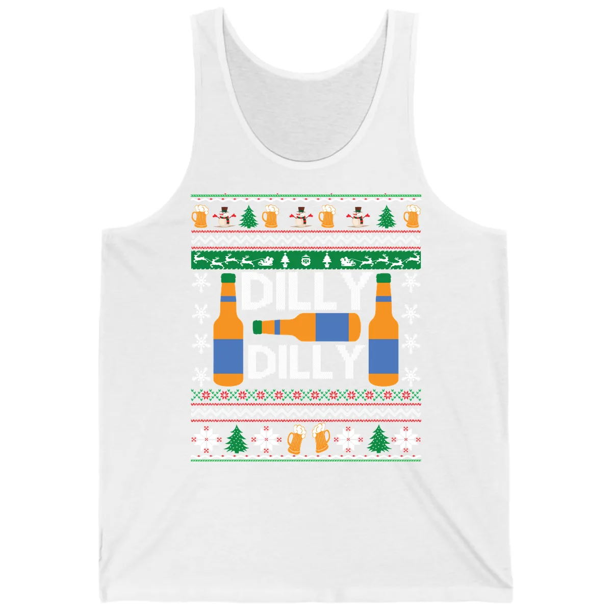 Dilly Dilly Beer Ugly Christmas Sweater Tank in White
