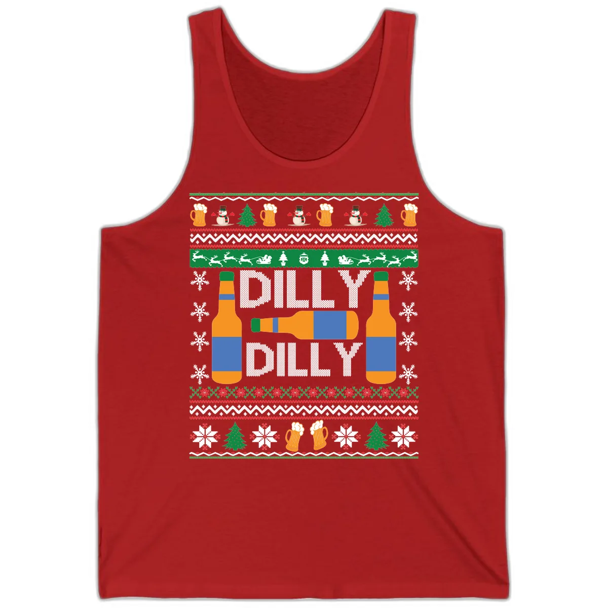 Dilly Dilly Beer Ugly Christmas Sweater Tank in Red