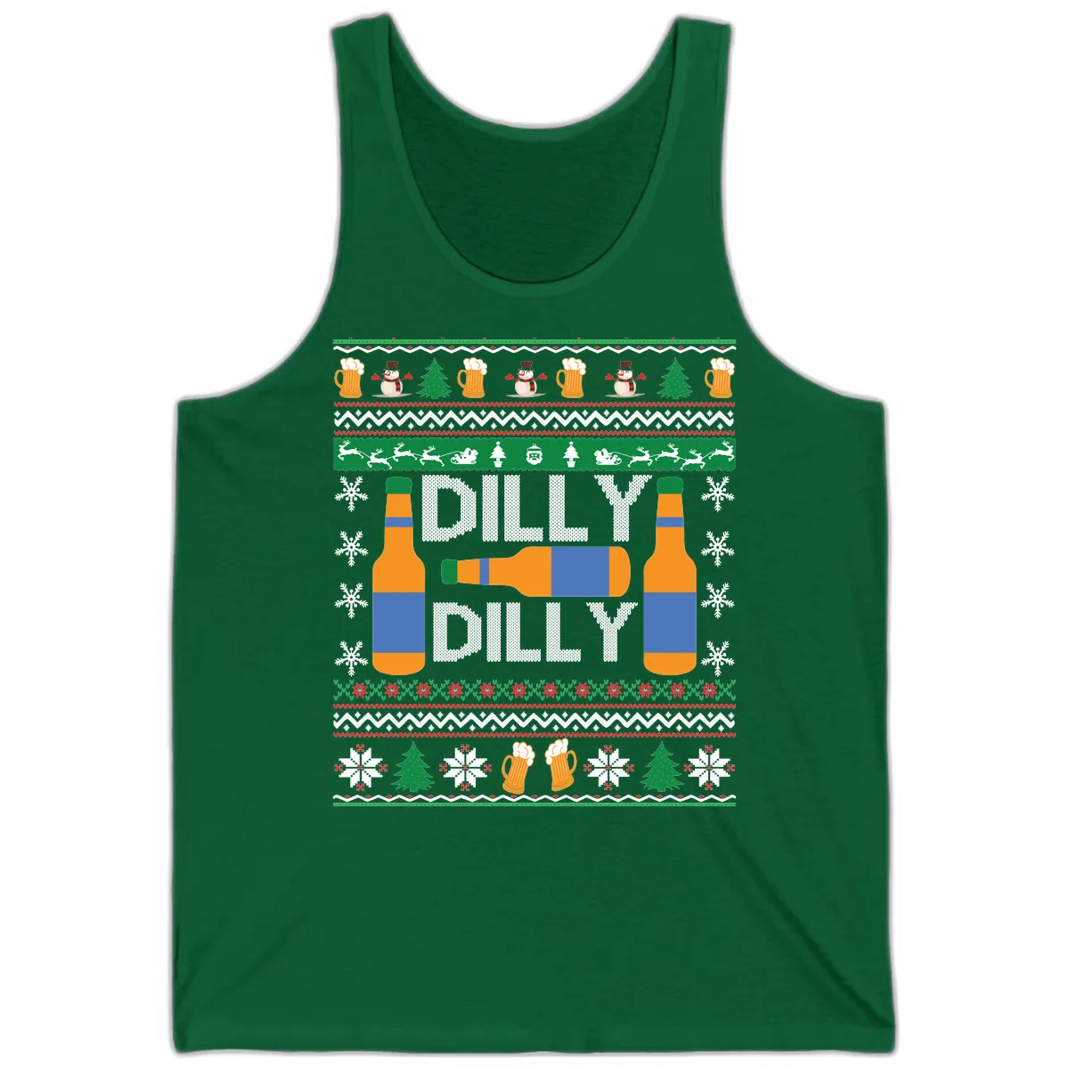 Dilly Dilly Beer Ugly Christmas Sweater Tank in Kelly