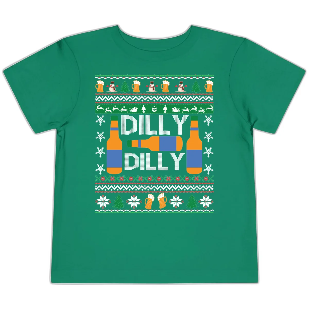 Dilly Dilly Beer Ugly Christmas Sweater Toddler T-Shirt in Kelly