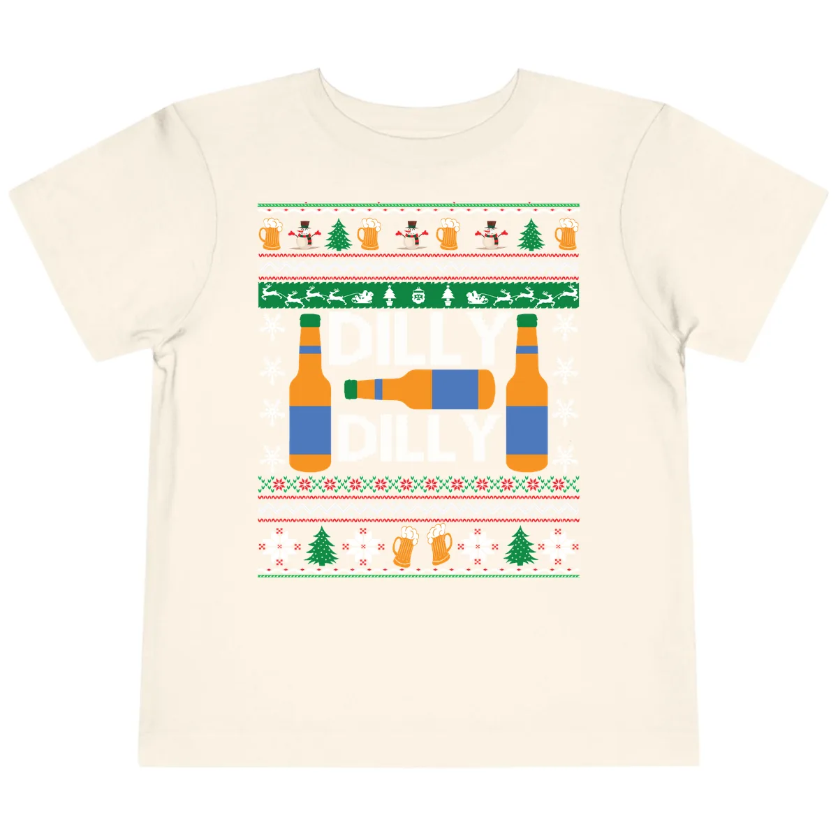 Dilly Dilly Beer Ugly Christmas Sweater Toddler T-Shirt in Natural