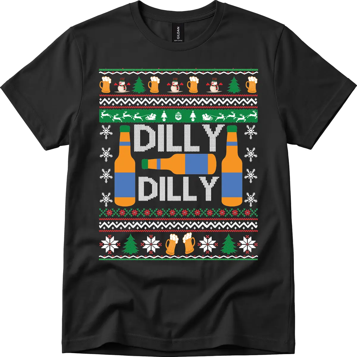 Dilly Dilly Beer Ugly Christmas Sweater T-Shirt in Black