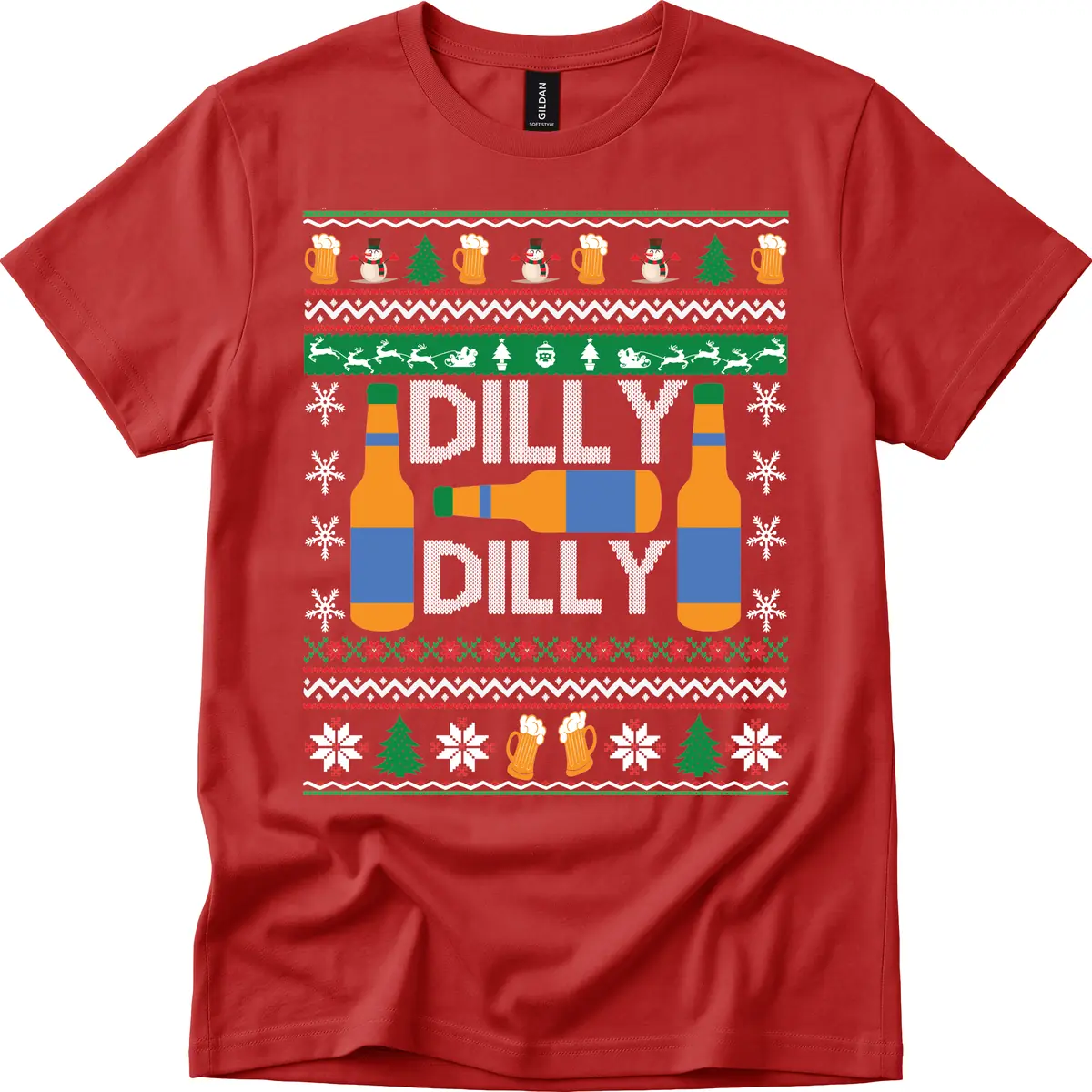 Dilly Dilly Beer Ugly Christmas Sweater T-Shirt in Red