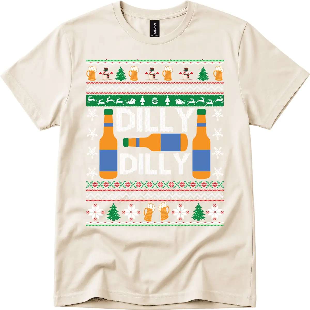 Dilly Dilly Beer Ugly Christmas Sweater T-Shirt in Natural