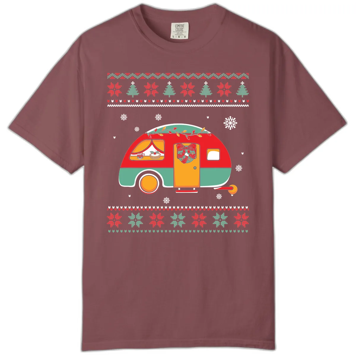 Christmas Camper Caravan Holiday Design Comfort Color in Brick