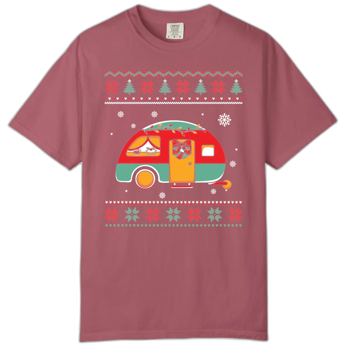 Christmas Camper Caravan Holiday Design Comfort Color in Crimson