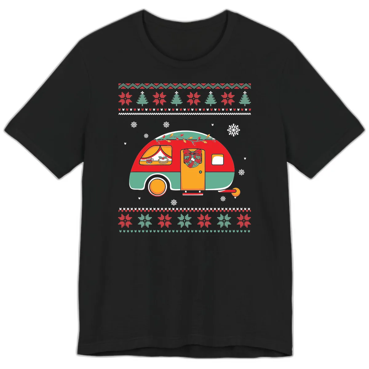 Christmas Camper Caravan Holiday Design Premium T-Shirt in Black