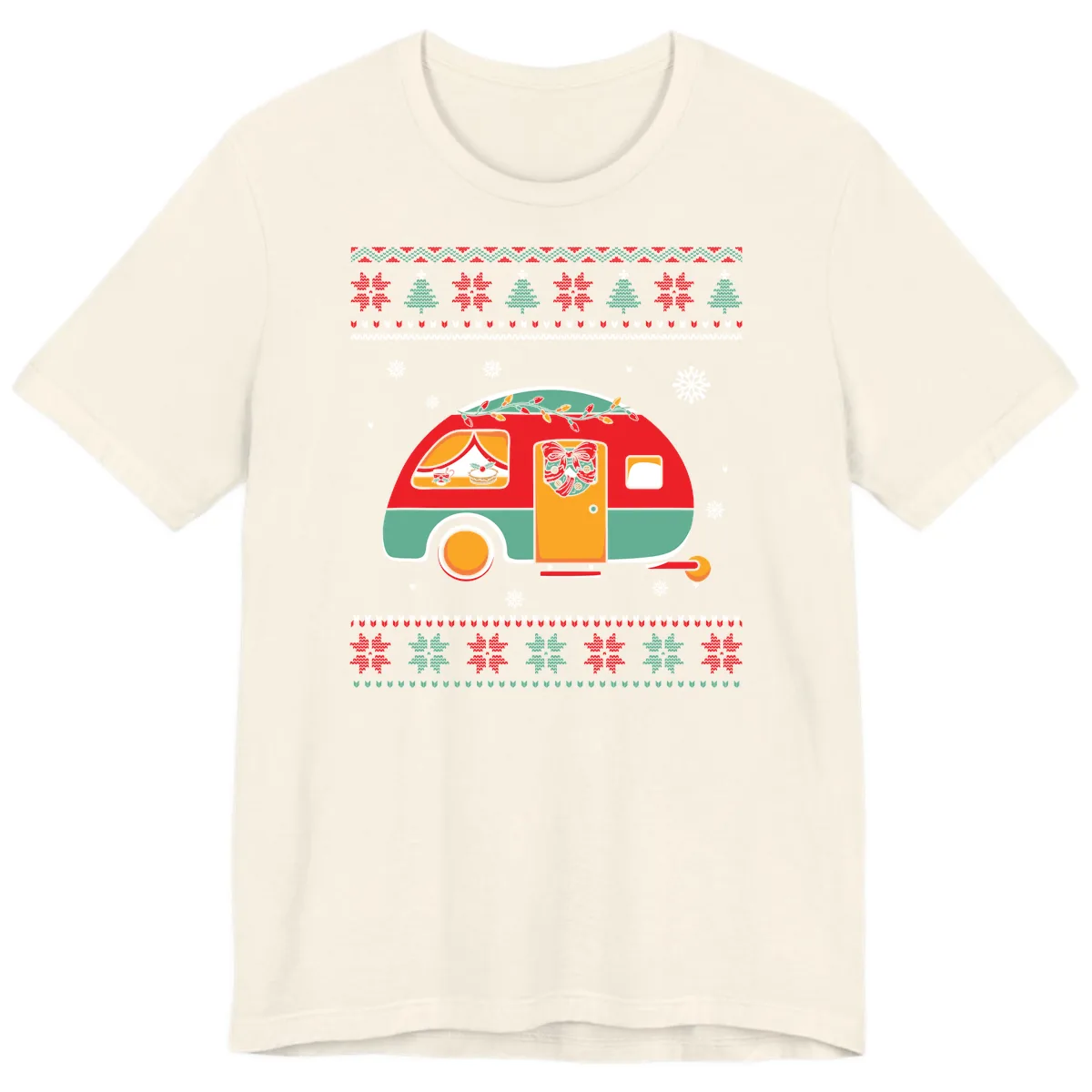Christmas Camper Caravan Holiday Design Premium T-Shirt in Natural