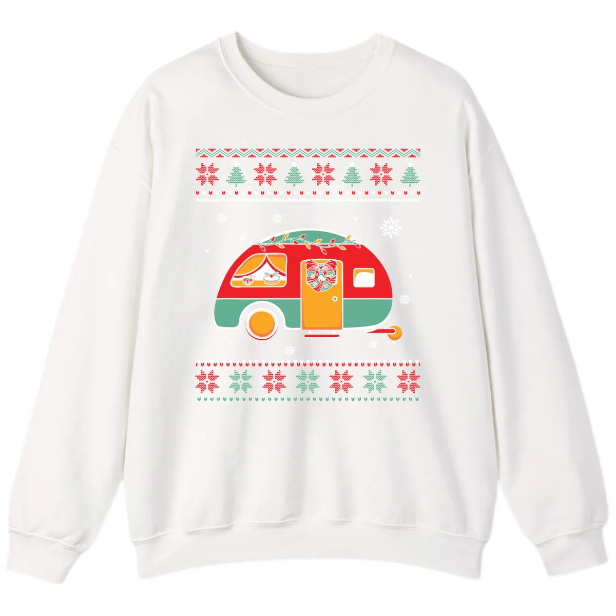 Christmas Camper Caravan Holiday Design Sweatshirt in White