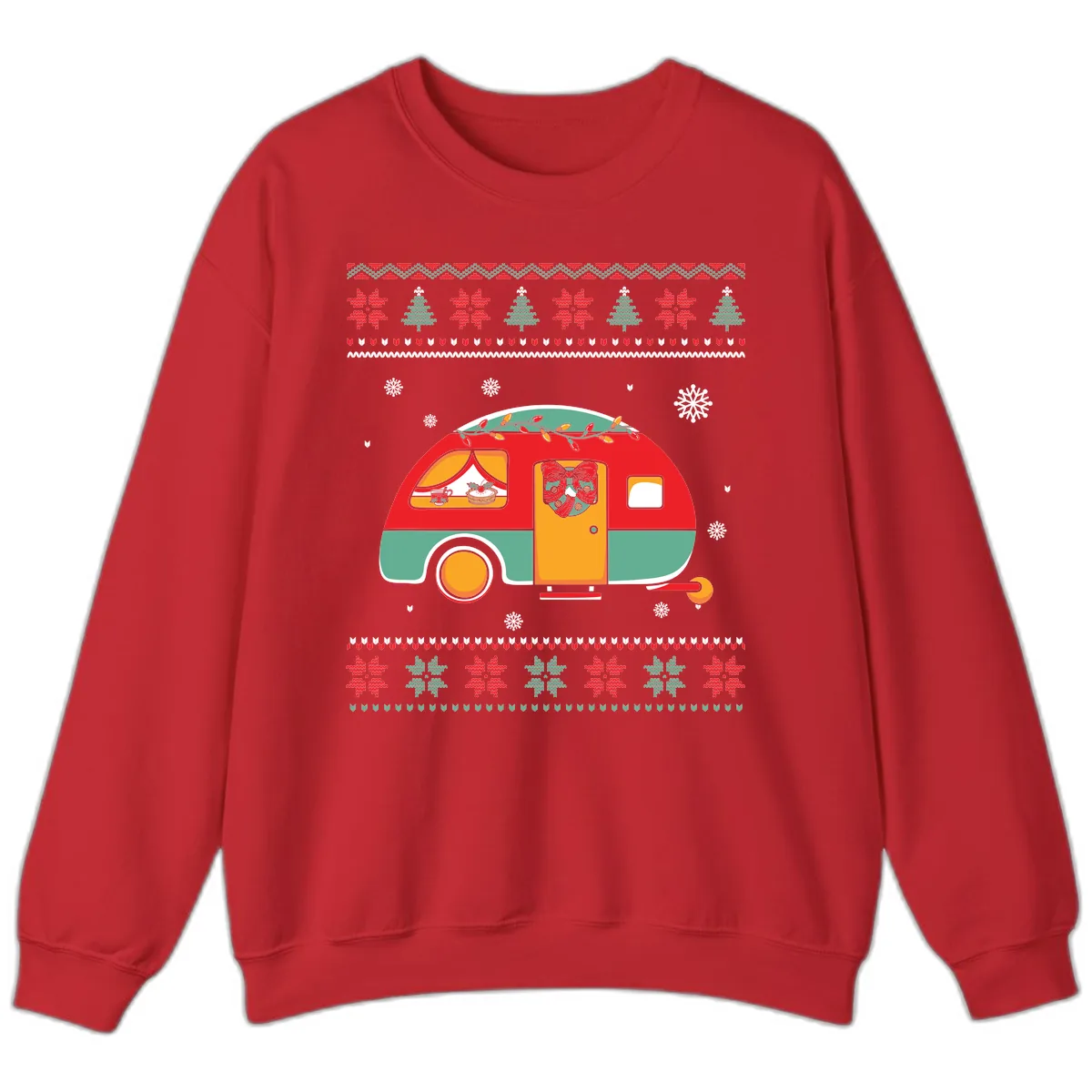 Christmas Camper Caravan Holiday Design Sweatshirt in Red
