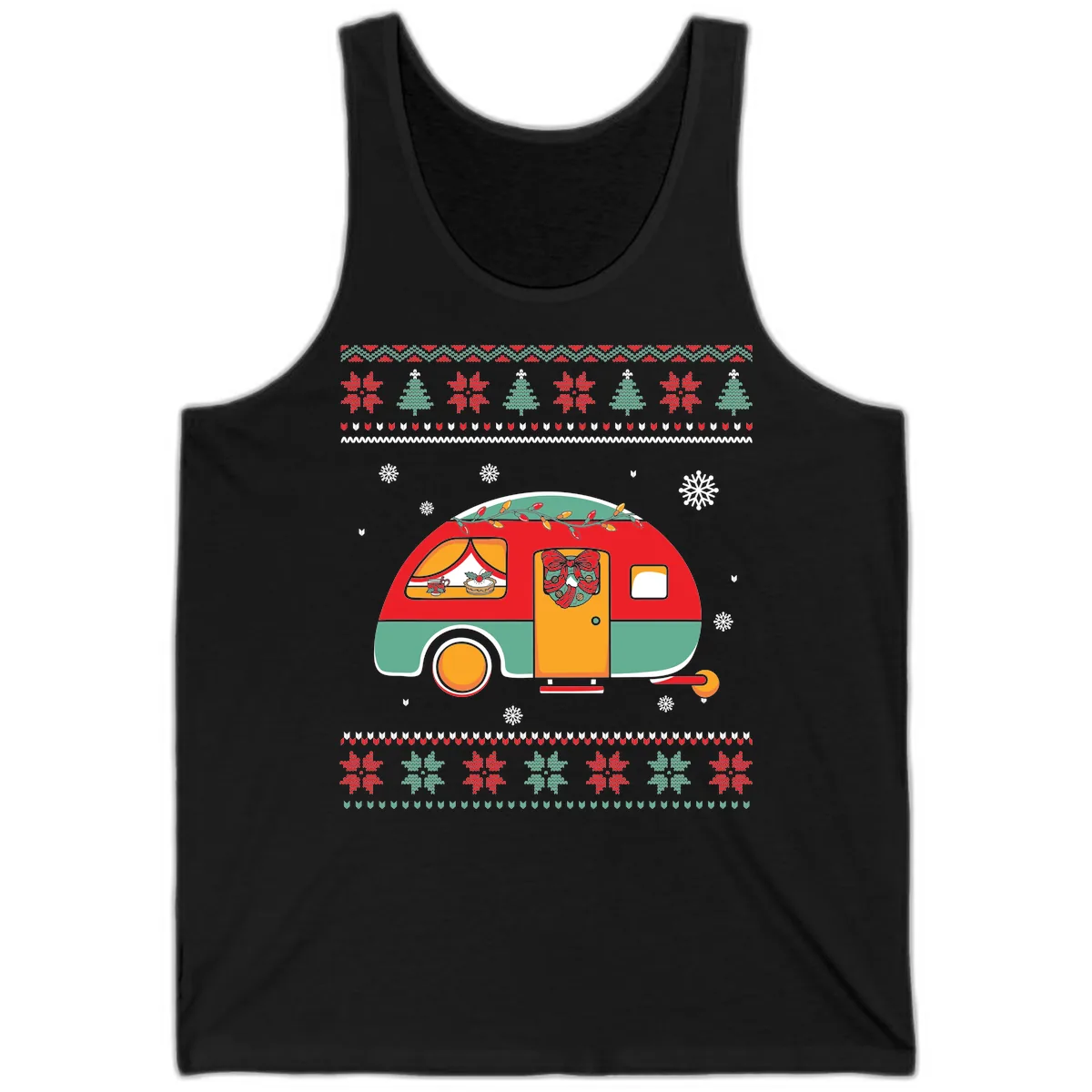 Christmas Camper Caravan Holiday Design Tank in Black