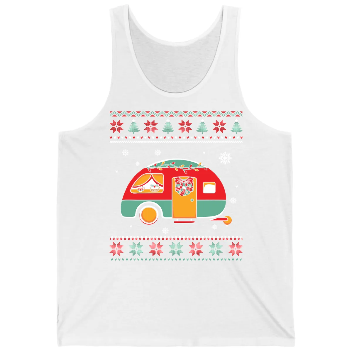 Christmas Camper Caravan Holiday Design Tank in White