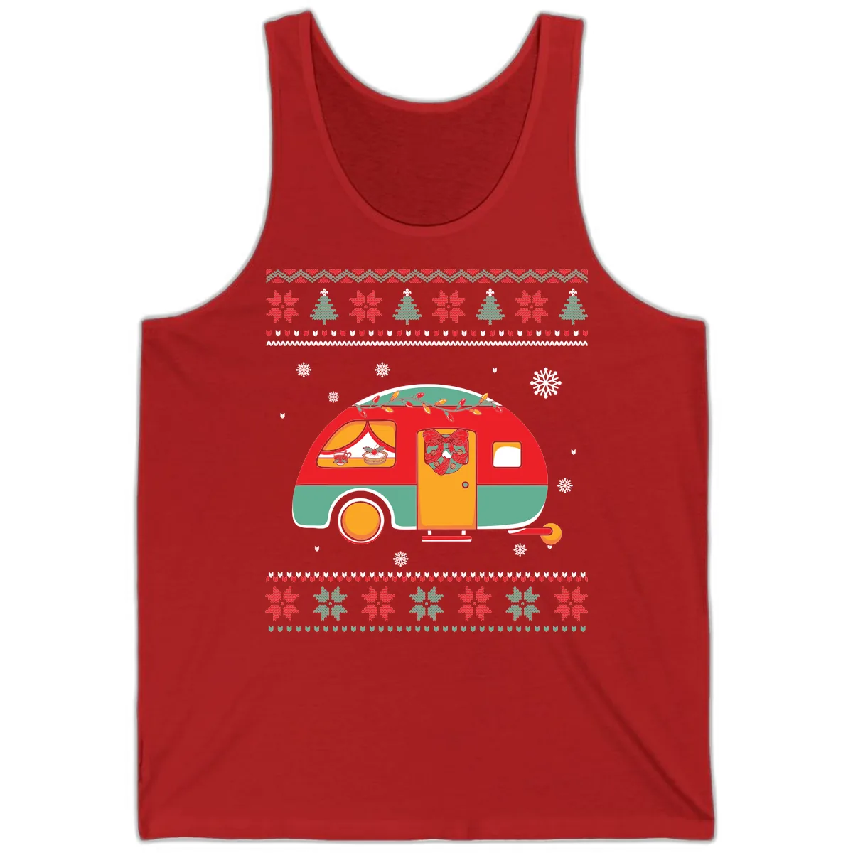 Christmas Camper Caravan Holiday Design Tank in Red