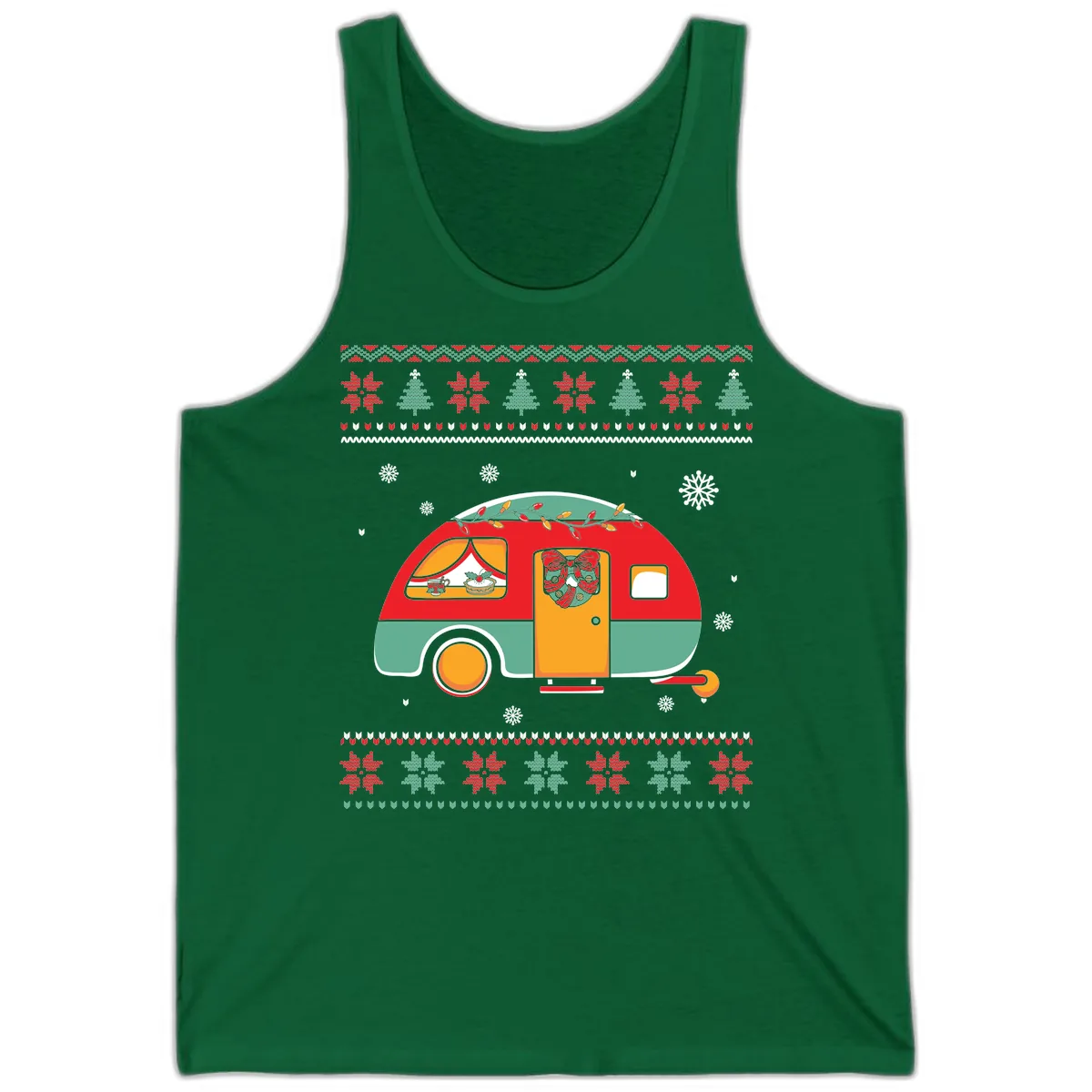 Christmas Camper Caravan Holiday Design Tank in Kelly