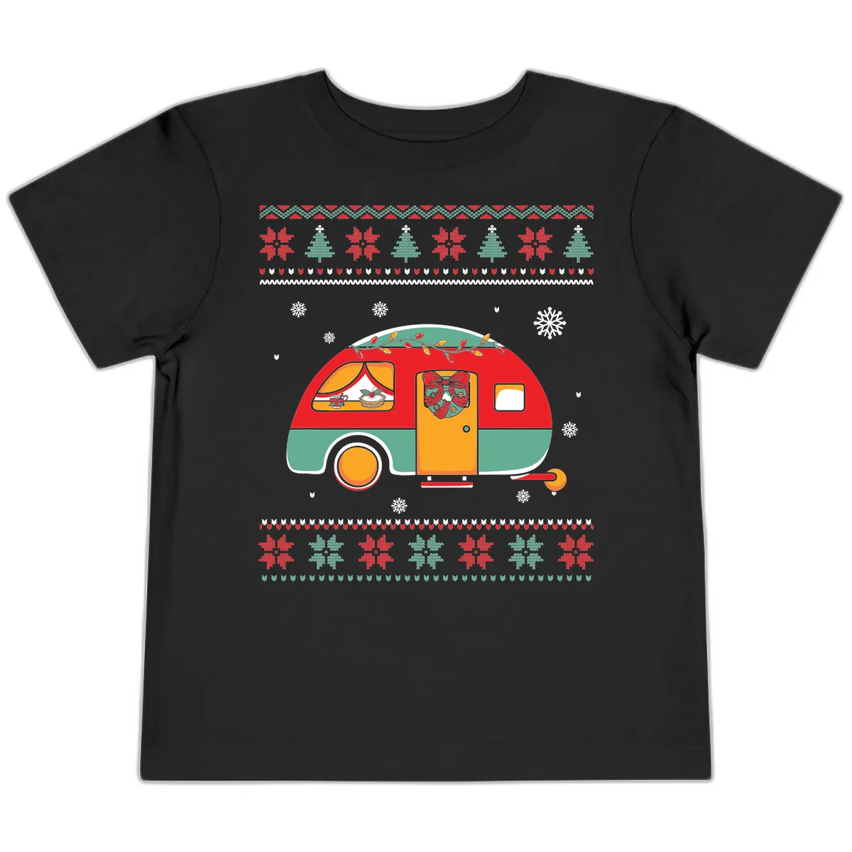 Christmas Camper Caravan Holiday Design Toddler T-Shirt in Black