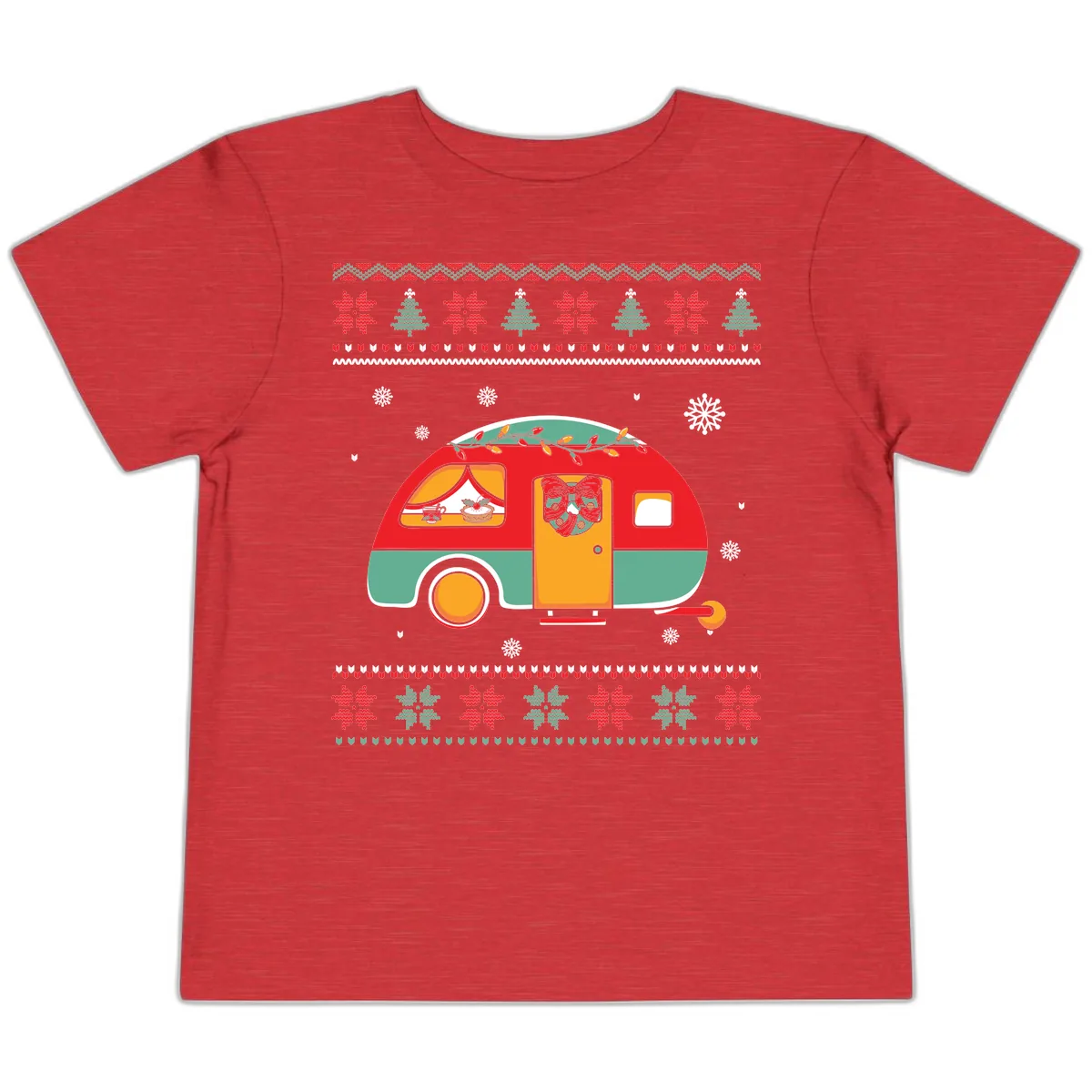 Christmas Camper Caravan Holiday Design Toddler T-Shirt in Heather Red