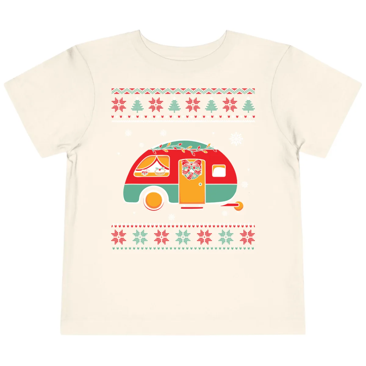Christmas Camper Caravan Holiday Design Toddler T-Shirt in Natural