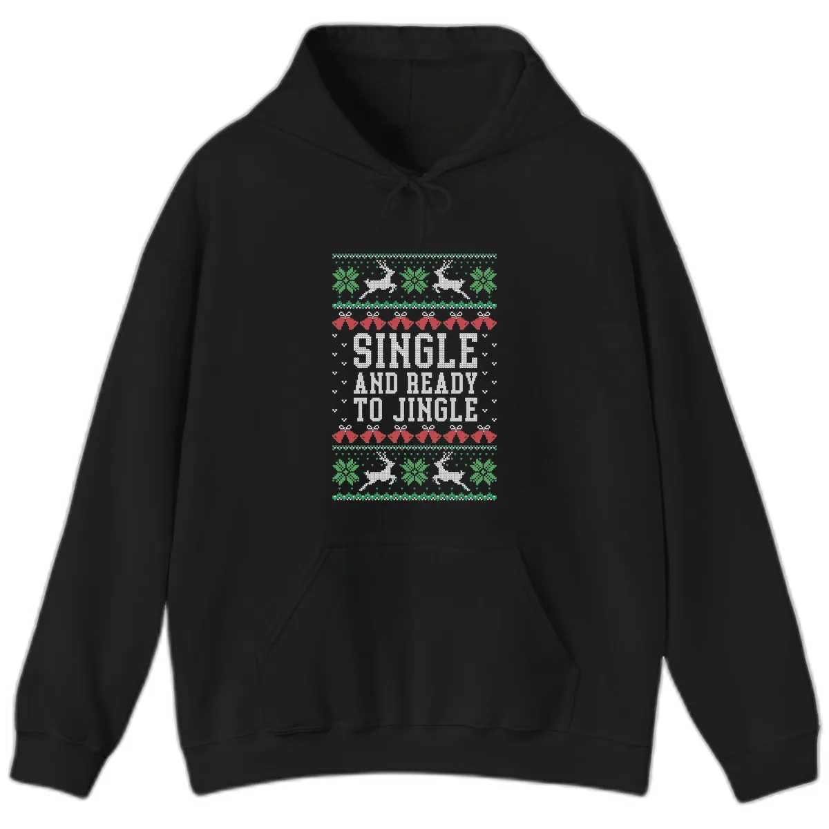 Single And Ready To Jingle Hoodie in Black