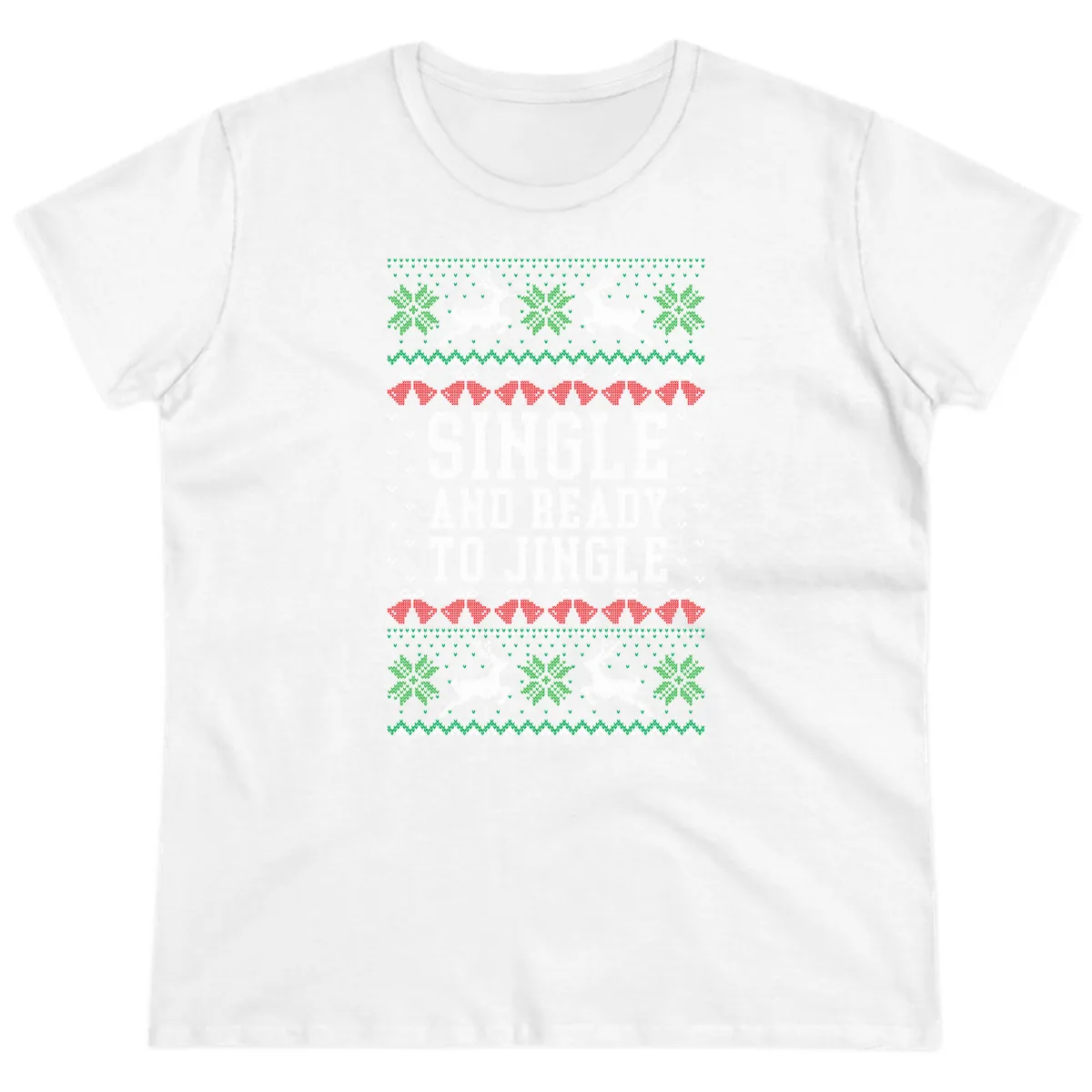 Single And Ready To Jingle Ladies Tee in White