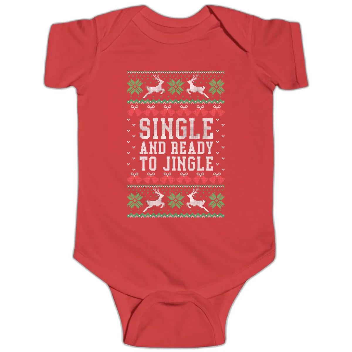Single And Ready To Jingle Baby Onesie in Red