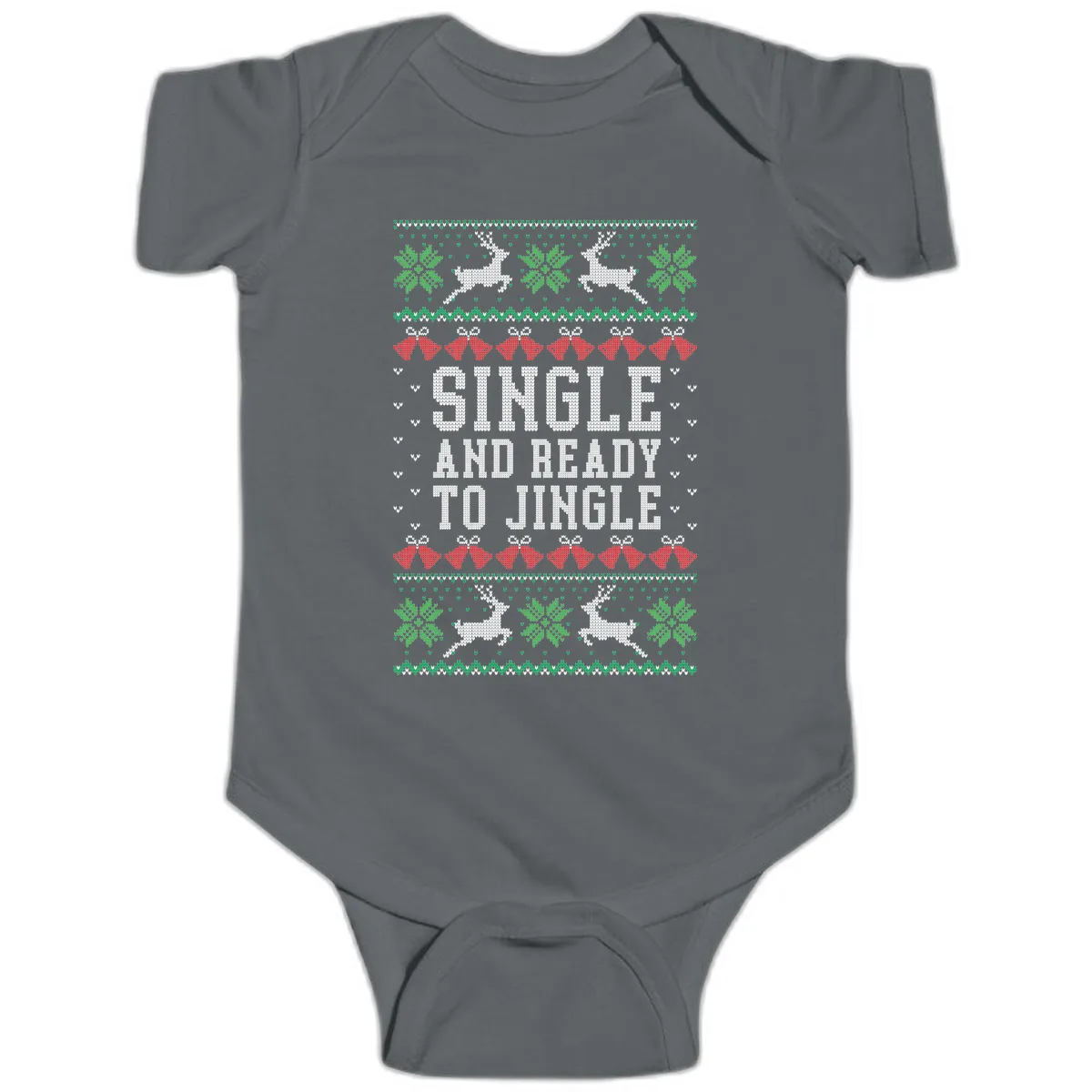 Single And Ready To Jingle Baby Onesie in Charcoal