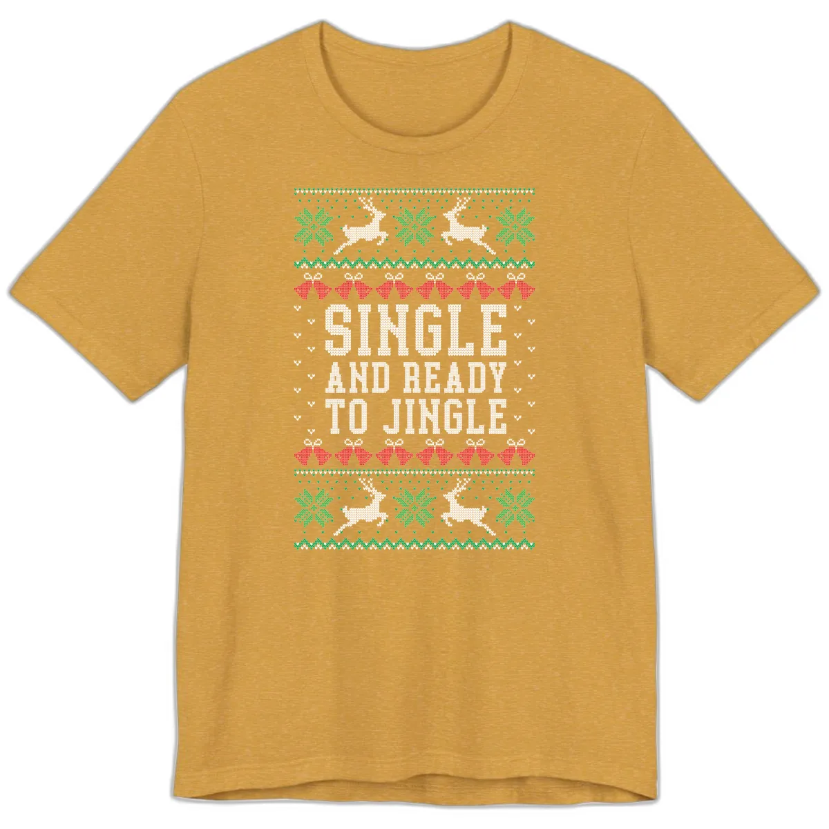 Single And Ready To Jingle Premium T-Shirt in Heather Mustard