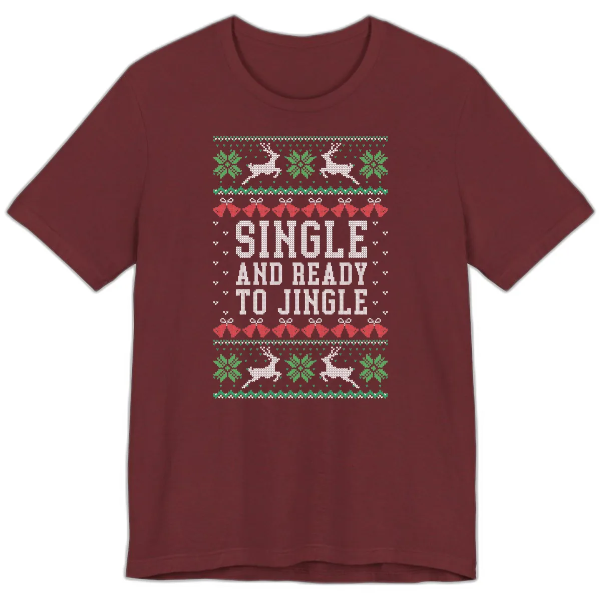 Single And Ready To Jingle Premium T-Shirt in Heather Cardinal