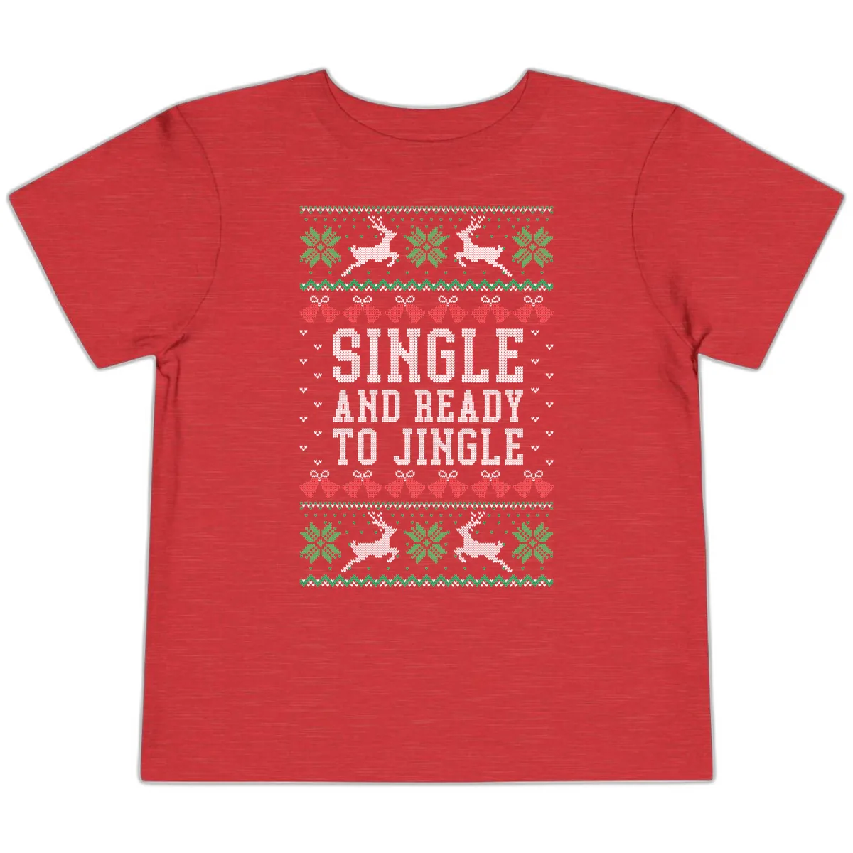 Single And Ready To Jingle Toddler T-Shirt in Heather Red